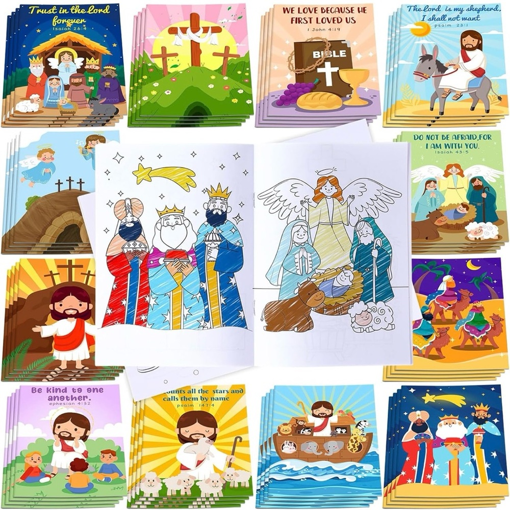 48 Pcs Christian Bible Coloring Books for Kids